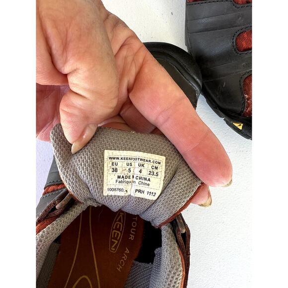 Keen Hiking, shoes with elastic ties, orange & brown, Youth size 5 - Picture 6 of 6